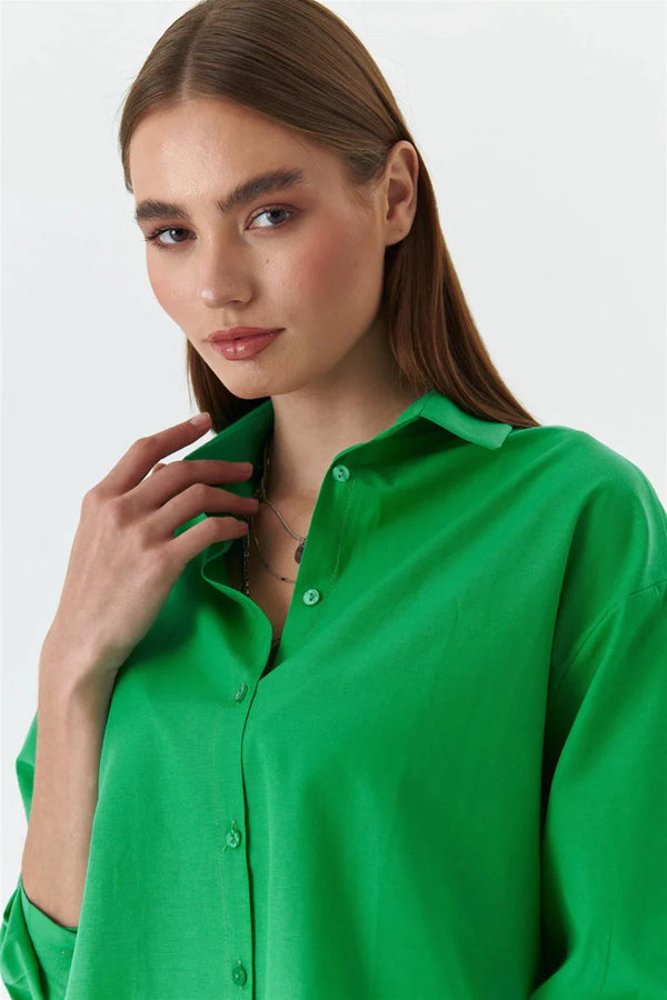 Зелений бавовняний літній сет сорочка та шорти all-ukrainian